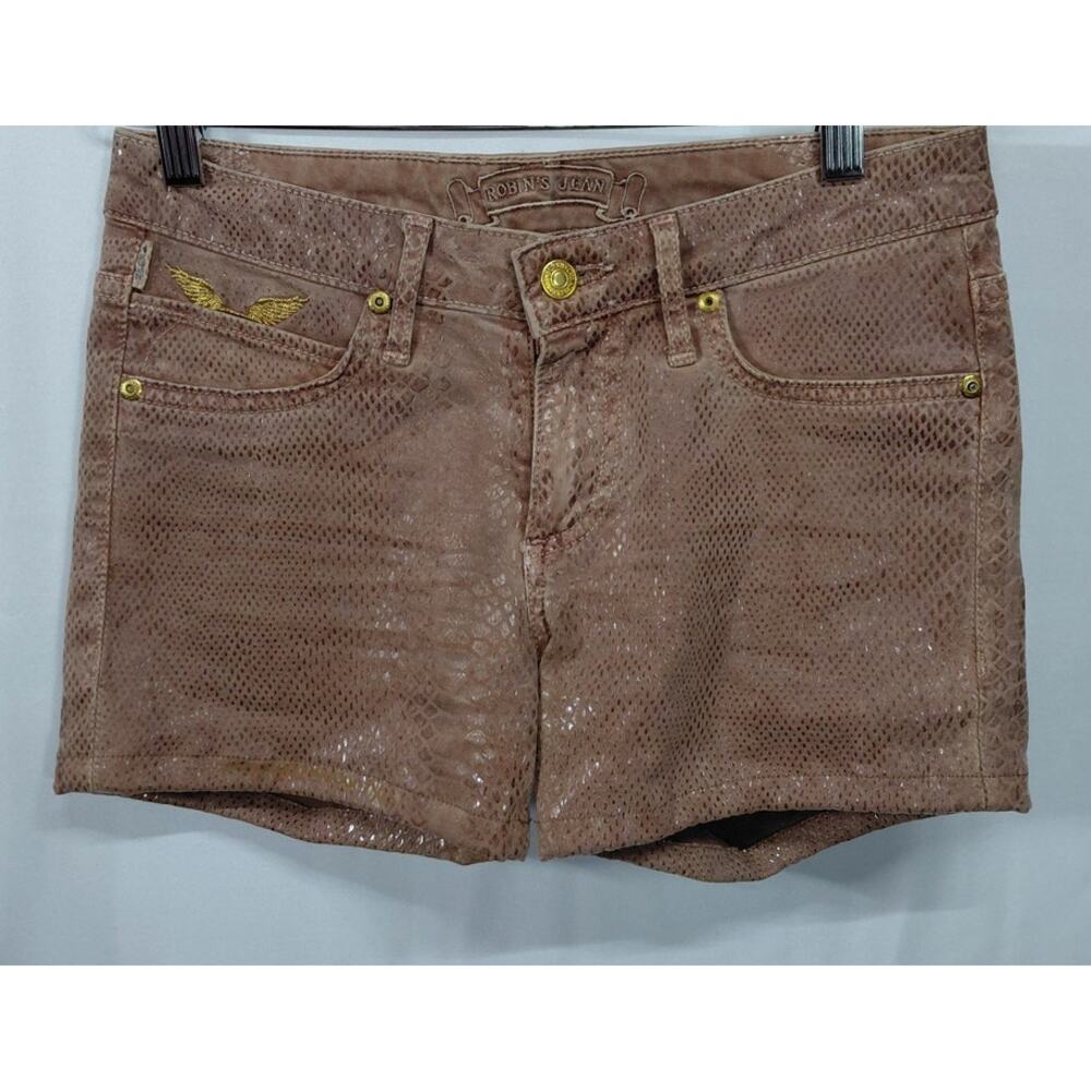 ROBIN' JEAN Studded Shorts Brown Animal Print Size 27